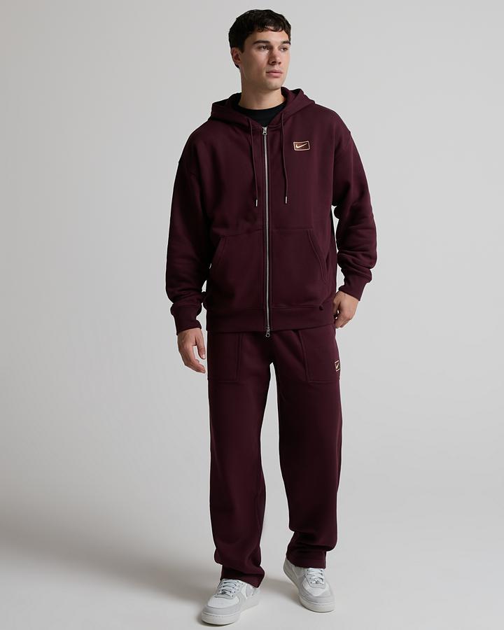 Nike Men's Street Fleece Full Zip Hoodie - Burgundy Crush