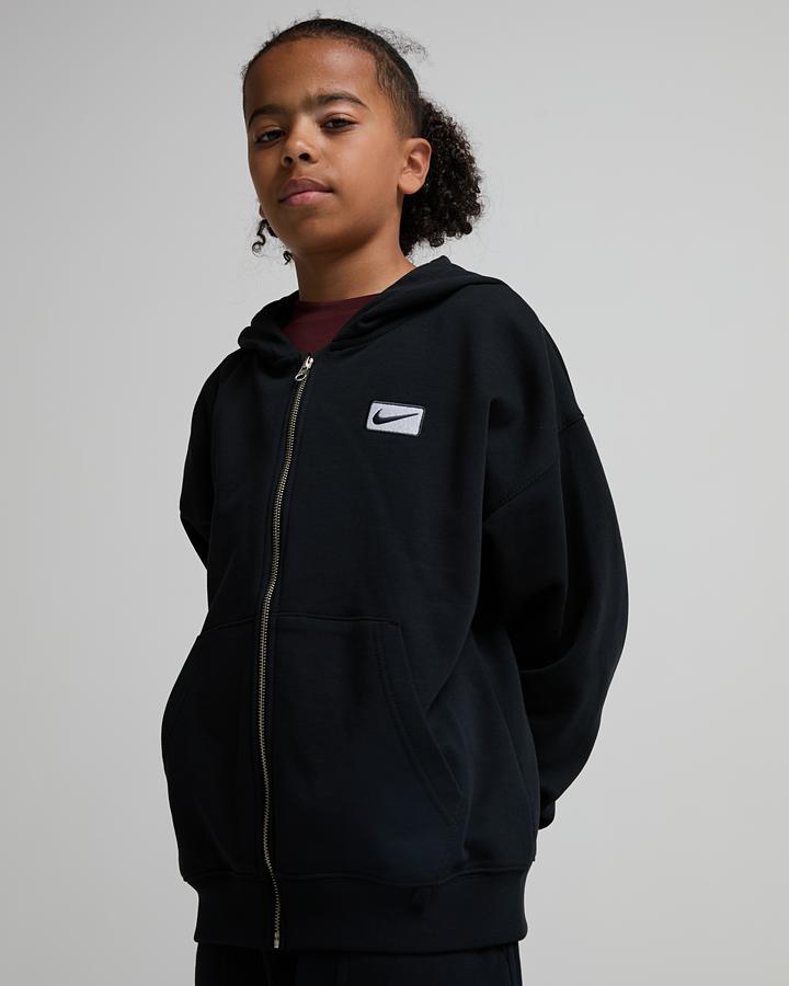 Nike Junior Oversized Full Zip Hoodie - Black
