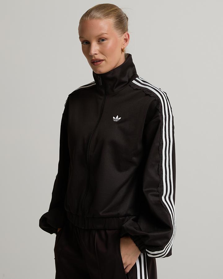 adidas Women's Firebird Funnel Neck Lace Oversized Track Top - Night Brown