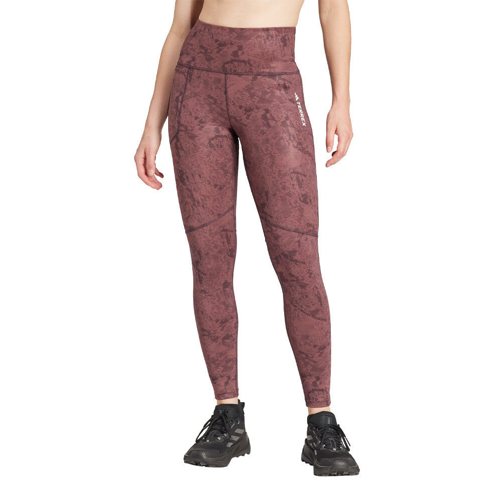 adidas Terrex Multi Allover Print Women's Tights - Quiet Crimson
