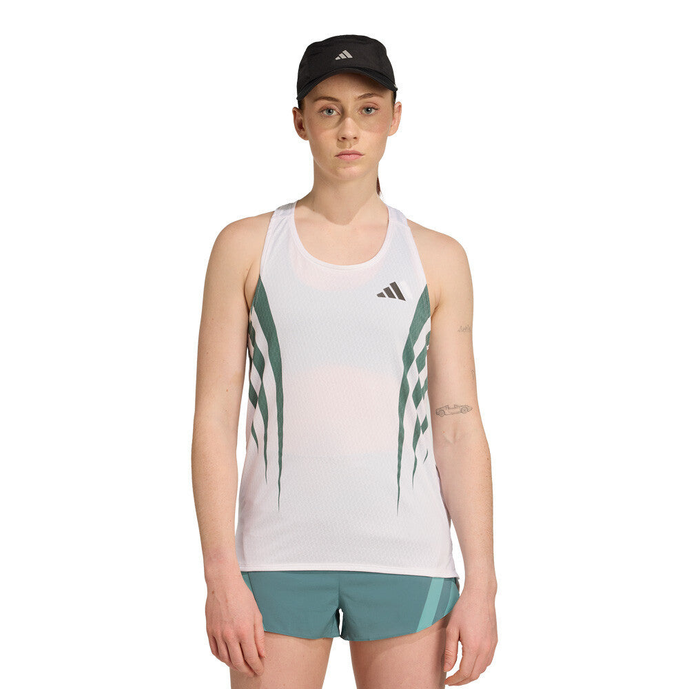 adidas Adizero Archive Women's Tank Top - White/Preloved Teal