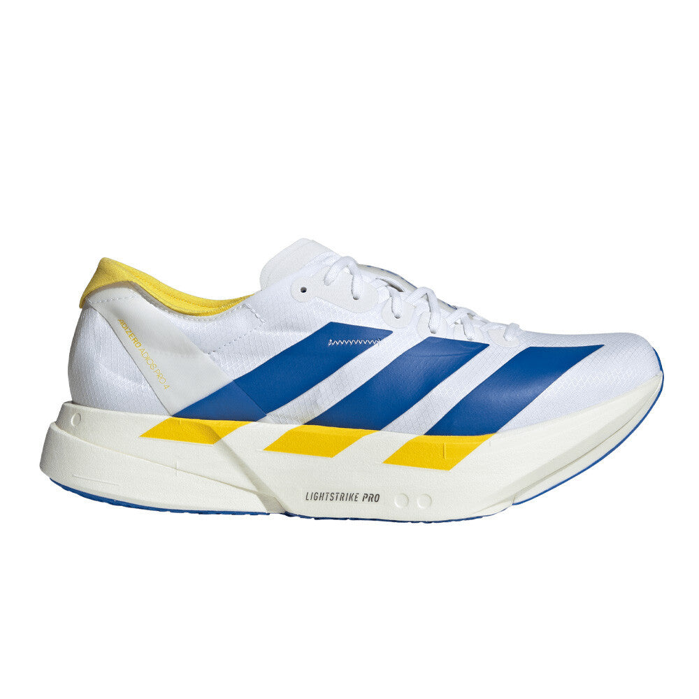 adidas Adizero Adios Pro 4 Men's Running Shoes - Cloud White/Blue/Yellow