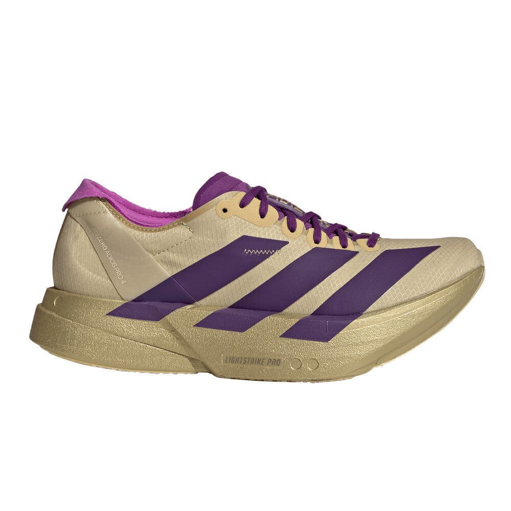 adidas Adizero Adios Pro 4 Women's Running Shoes - Sand/Rich Purple/Gold Metallic