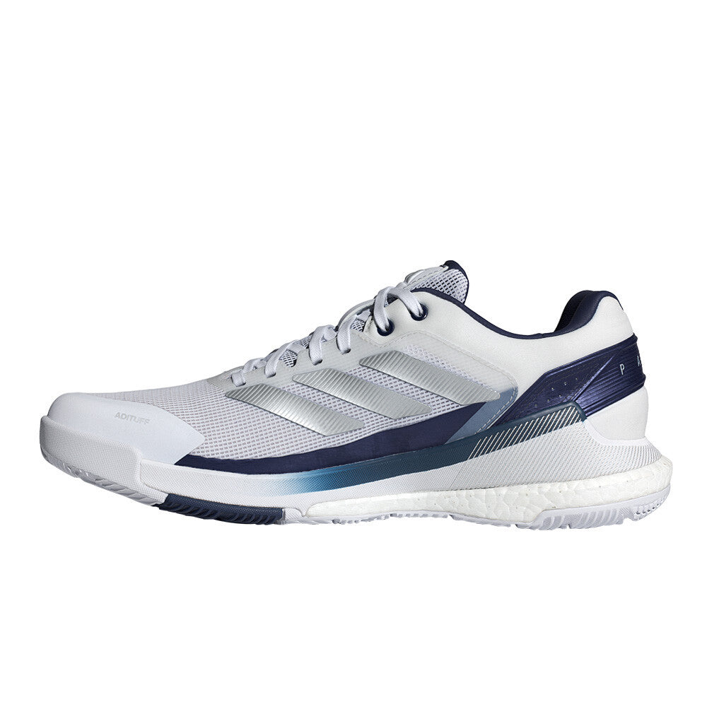 adidas Crazyquick Boost Men's Padel Shoes - Cloud White/Silver Metallic/Dark Blue