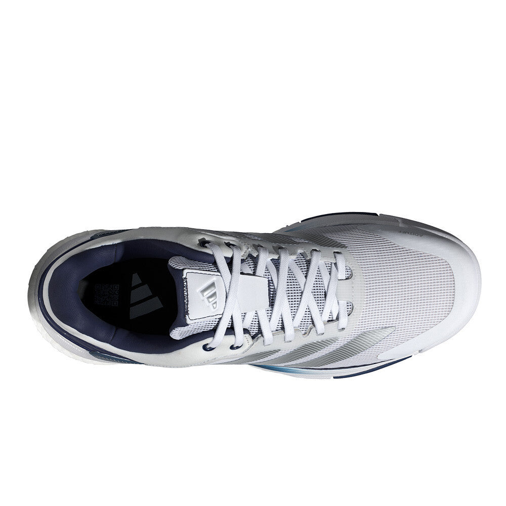 adidas Crazyquick Boost Men's Padel Shoes - Cloud White/Silver Metallic/Dark Blue