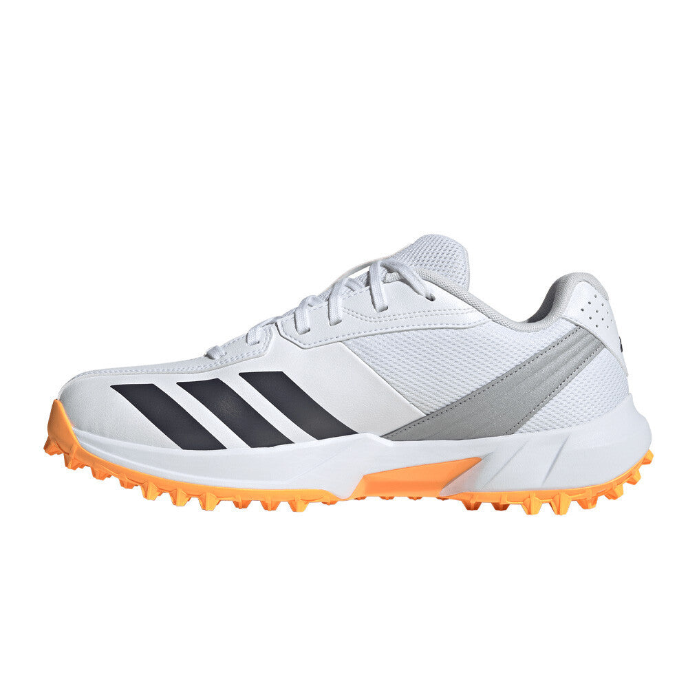 adidas 22YDs Men's Spikeless Cricket Shoes - Cloud White/Aurora Onix/Lucid Tangerine