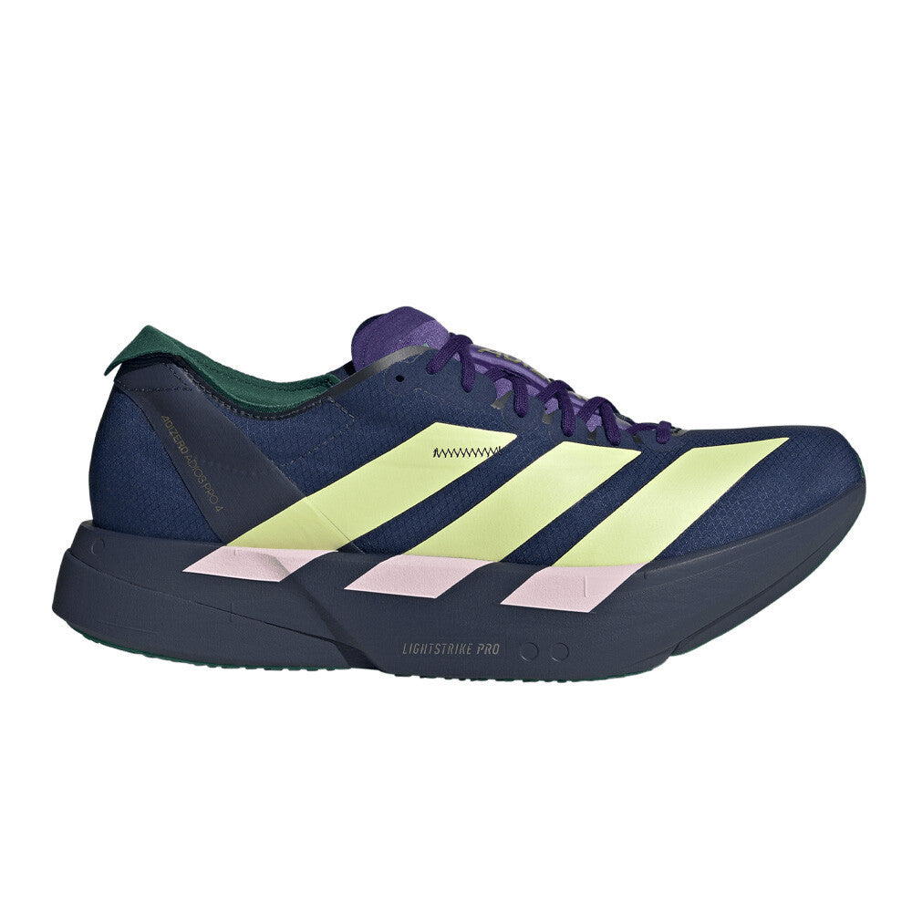 adidas Adizero Adios Pro 4 Men's Running Shoes - Dark Blue/Yellow Tint/Clear Pink