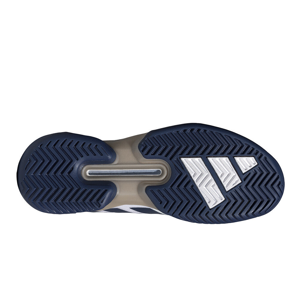 adidas Adizero Ubersonic 5 Men's Tennis Shoes - Cloud White/Dark Blue/Silver Metallic