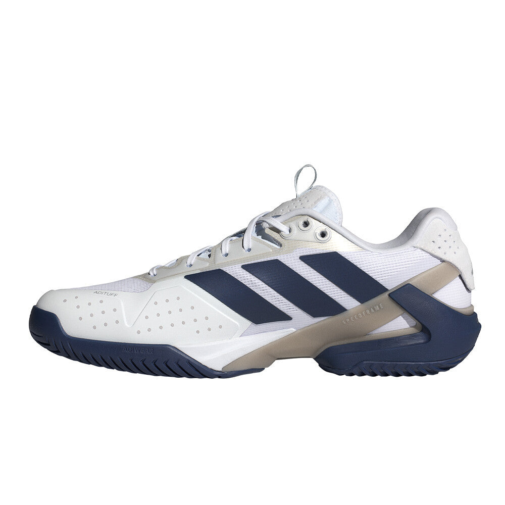 adidas Adizero Ubersonic 5 Men's Tennis Shoes - Cloud White/Dark Blue/Silver Metallic
