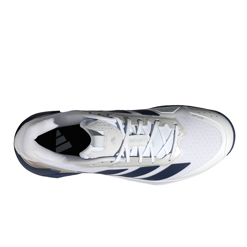 adidas Adizero Ubersonic 5 Men's Tennis Shoes - Cloud White/Dark Blue/Silver Metallic