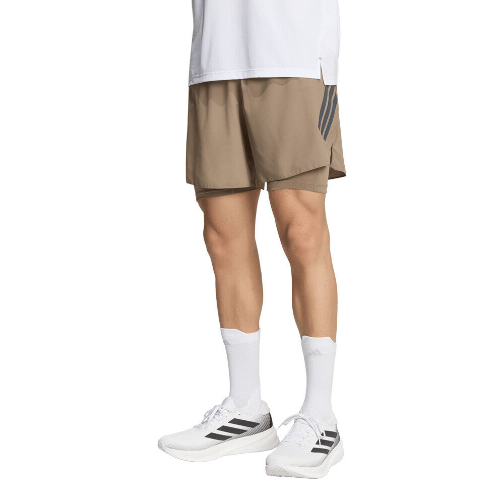 adidas ADI365 Formotion 2-In-1 Men's Running Shorts - Khaki Six/Black
