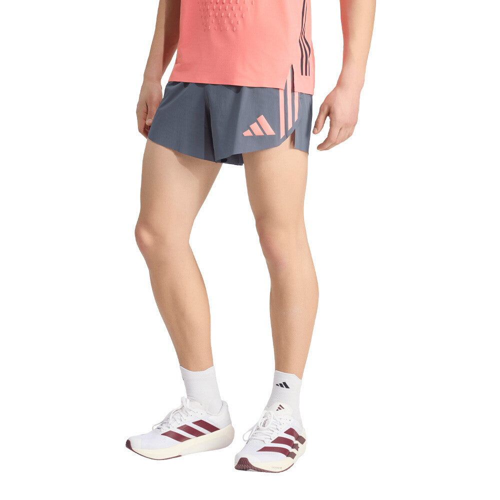 adidas Adizero Pro Running Gel Pocket Men's Shorts - Onix/Solar Turbo