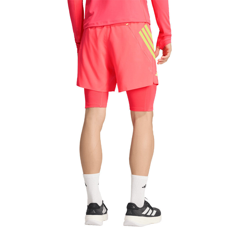 adidas Berlin Marathon Climacool 2-in-1 Men's Shorts - Solar Turbo