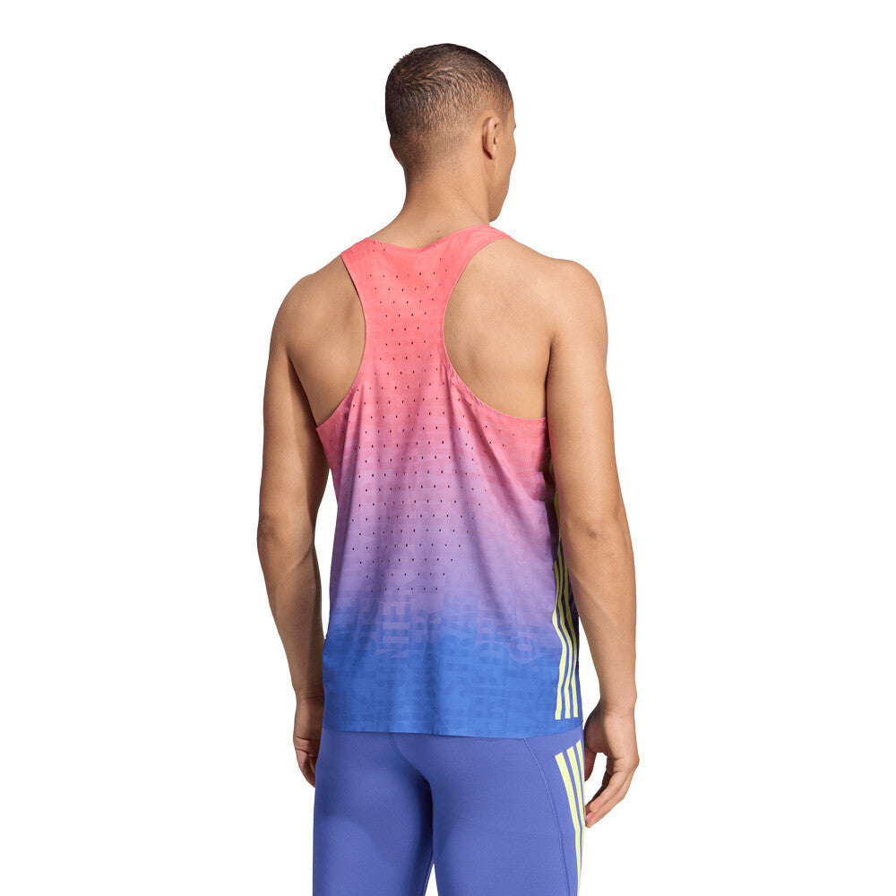 adidas Berlin Marathon Men's Running Vest - Solar Turbo/Dual Indigo