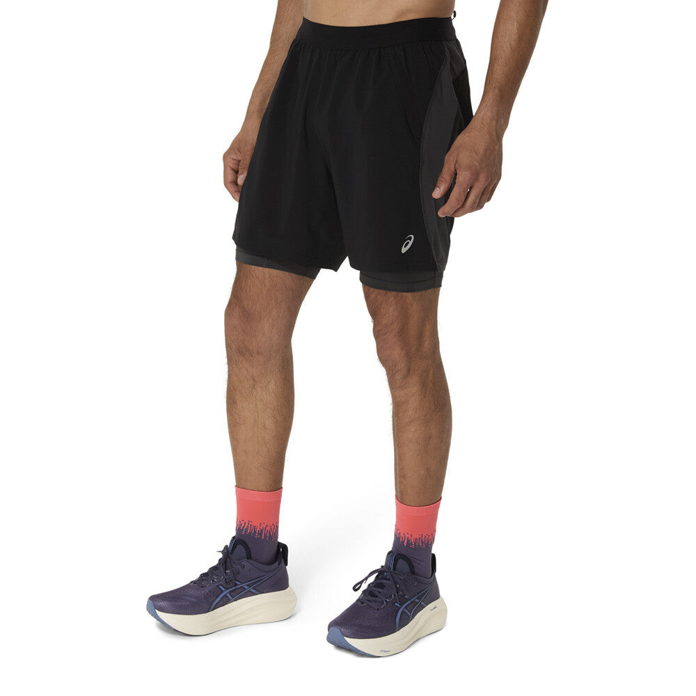 ASICS Road 2-In-1 7 Inch Men's Shorts - Performance Black/Graphite Grey