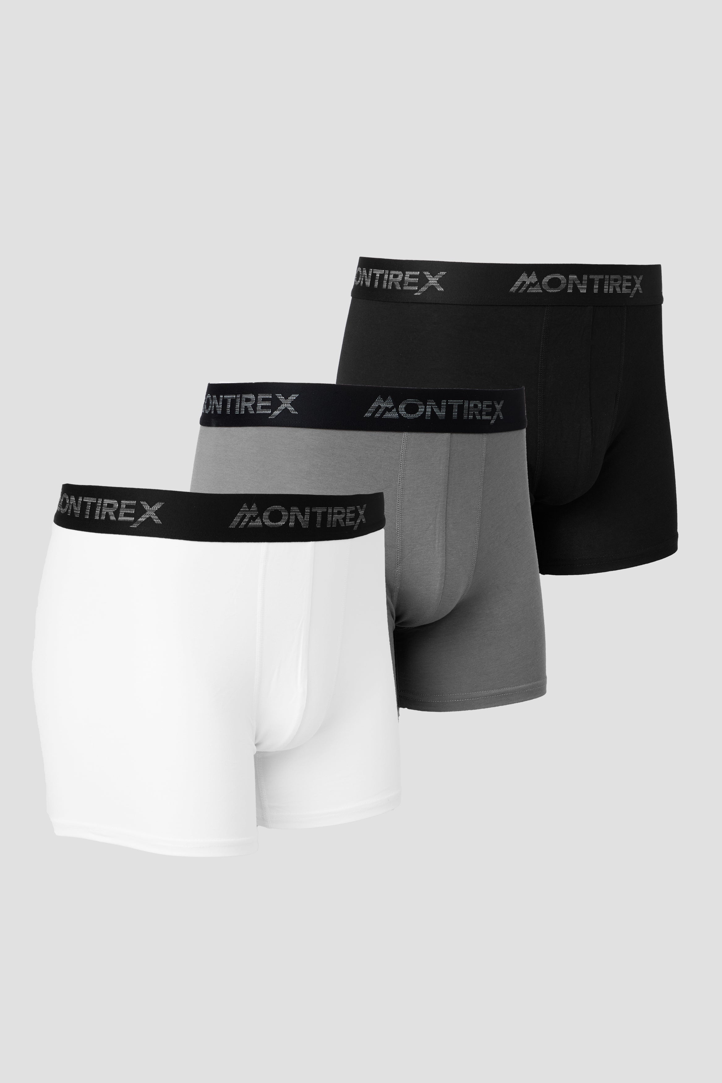 Montirex 3 Pack Trail Boxer Black, Grey