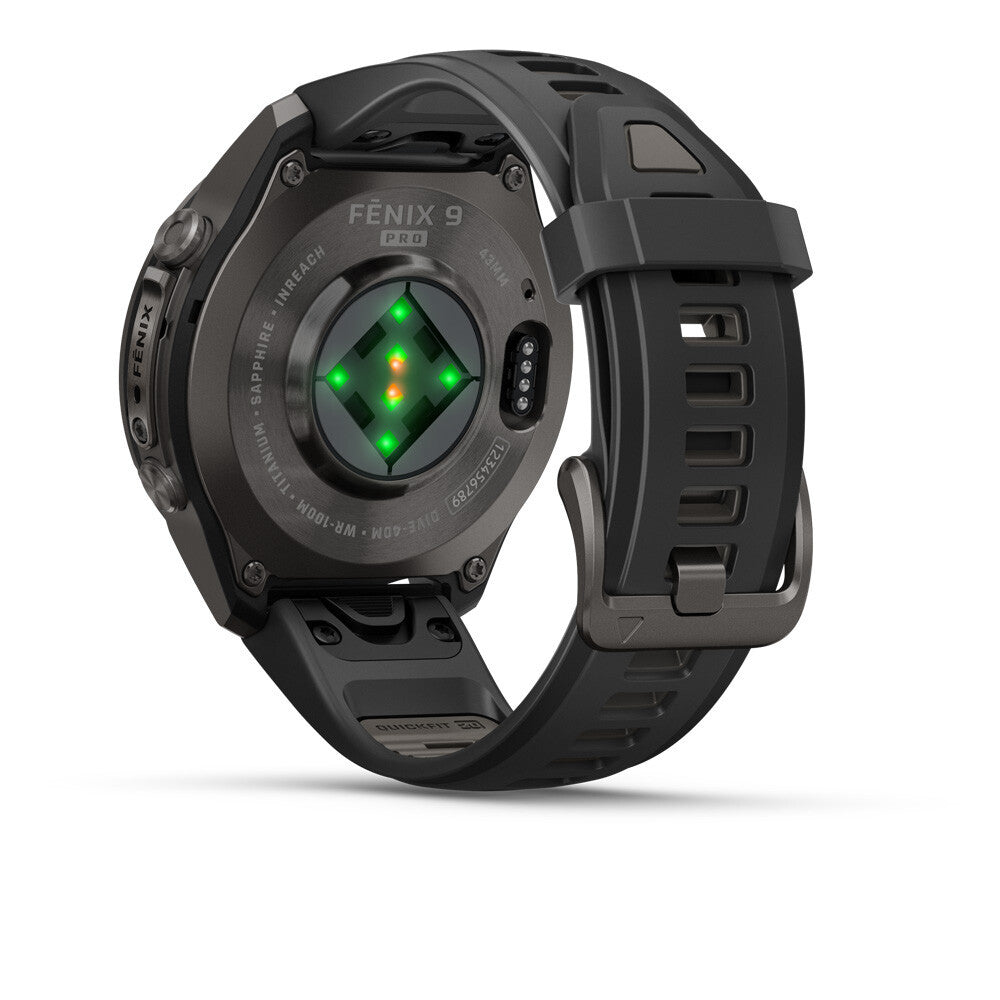 Garmin Fenix 9 Pro inReach Amoled Sapphire (43mm) GPS Watch - Carbon Grey Dlc Titanium/Black/Pebble