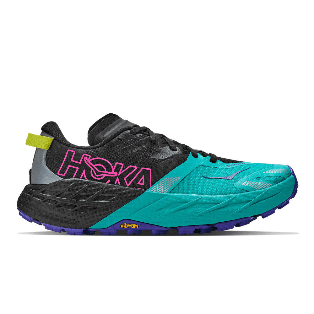 HOKA Speedgoat 7 Women's Trail Running Shoes - Black/Electric Aqua