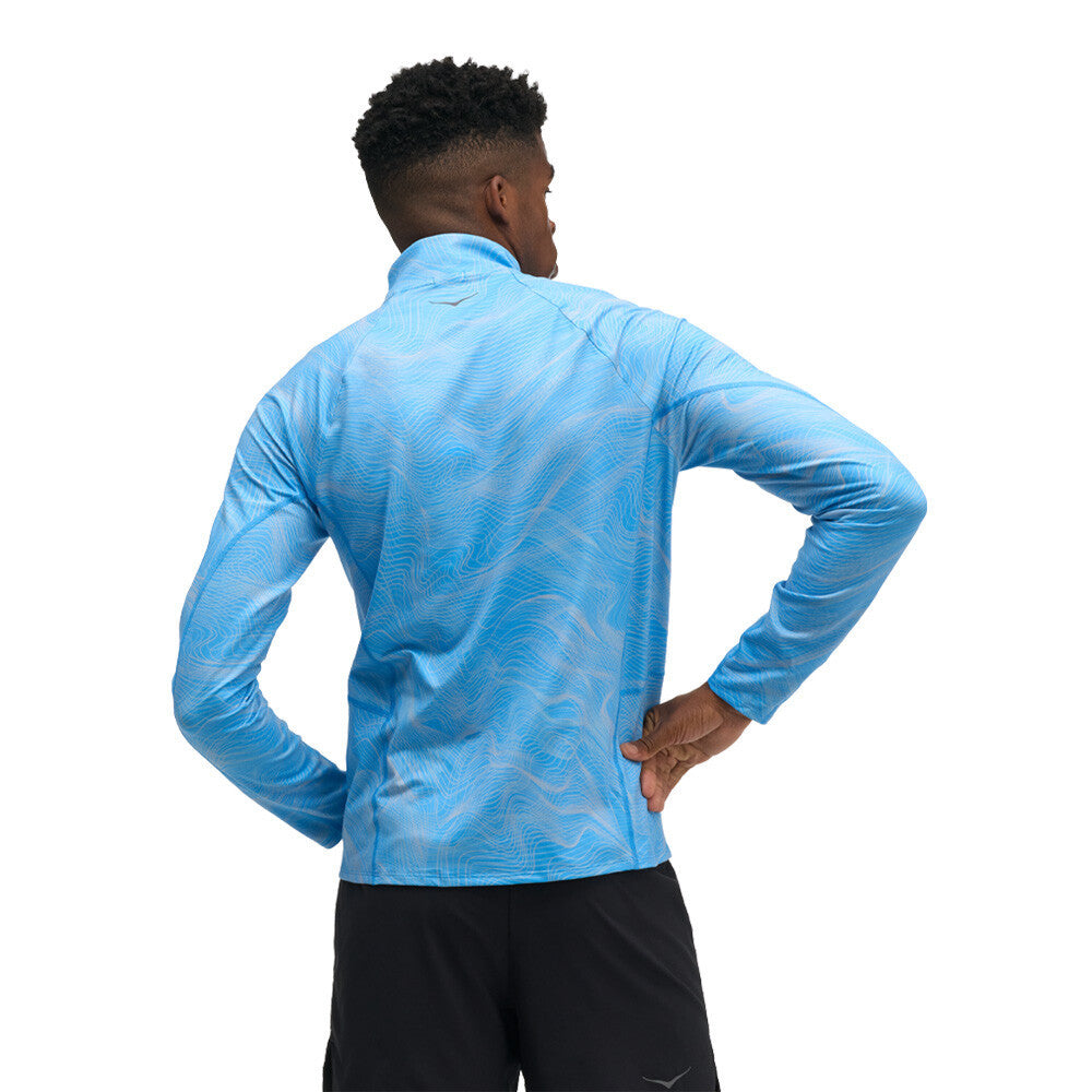 HOKA SkyForm Half-Zip Men's Running Top - Mineral Blue Print