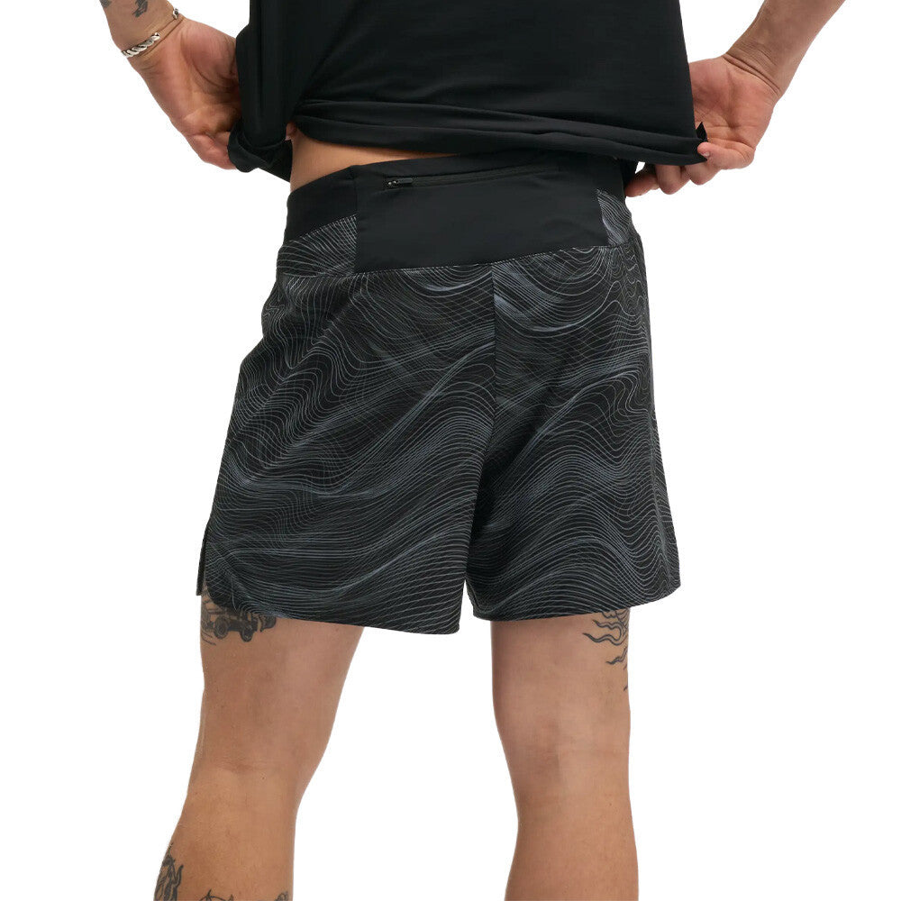 HOKA Glide 5 Inch Brief-Lined Men's Running Shorts - Black/White Print
