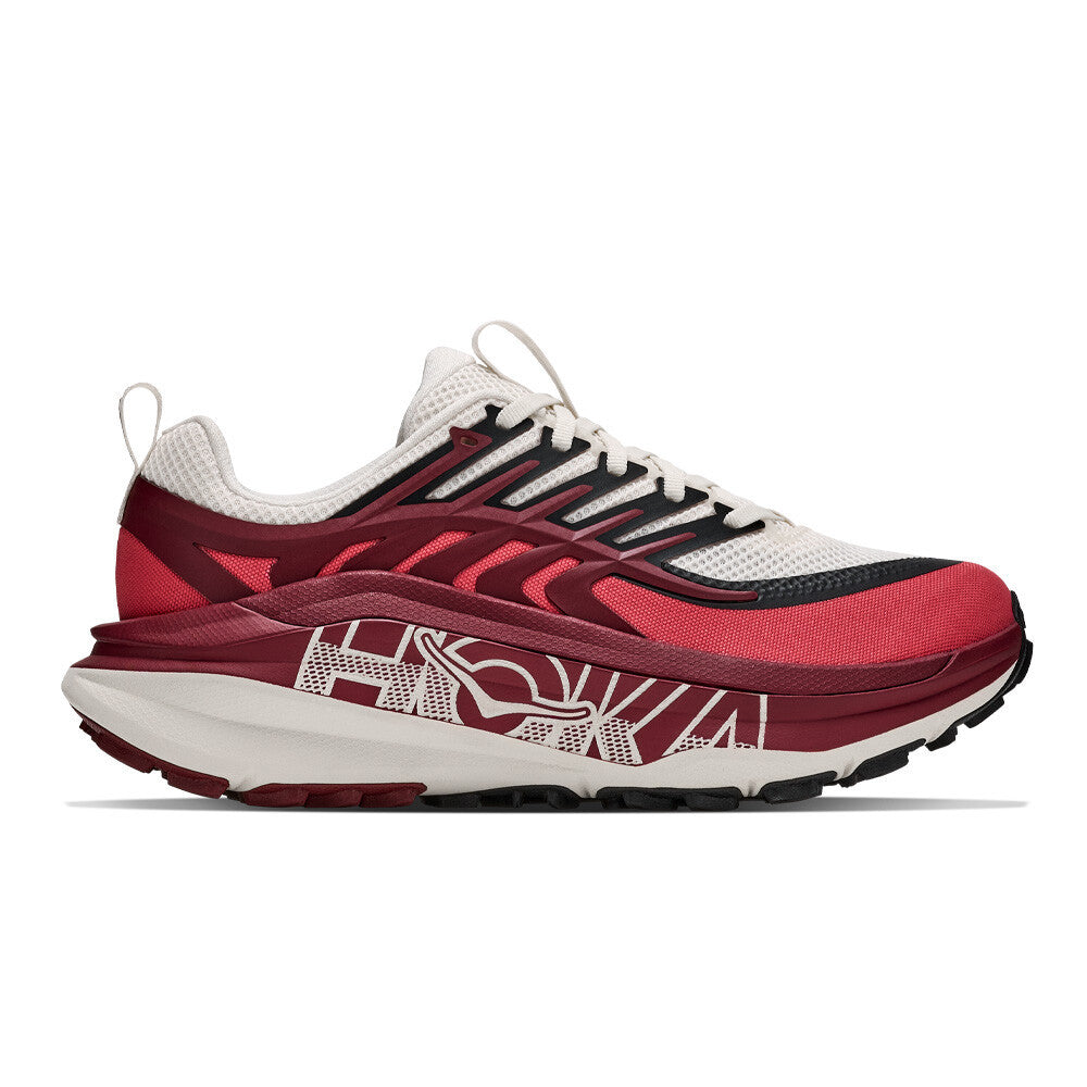 HOKA Stinson 8 Women's Trail Running Shoes - Alabaster/Varsity Burgundy