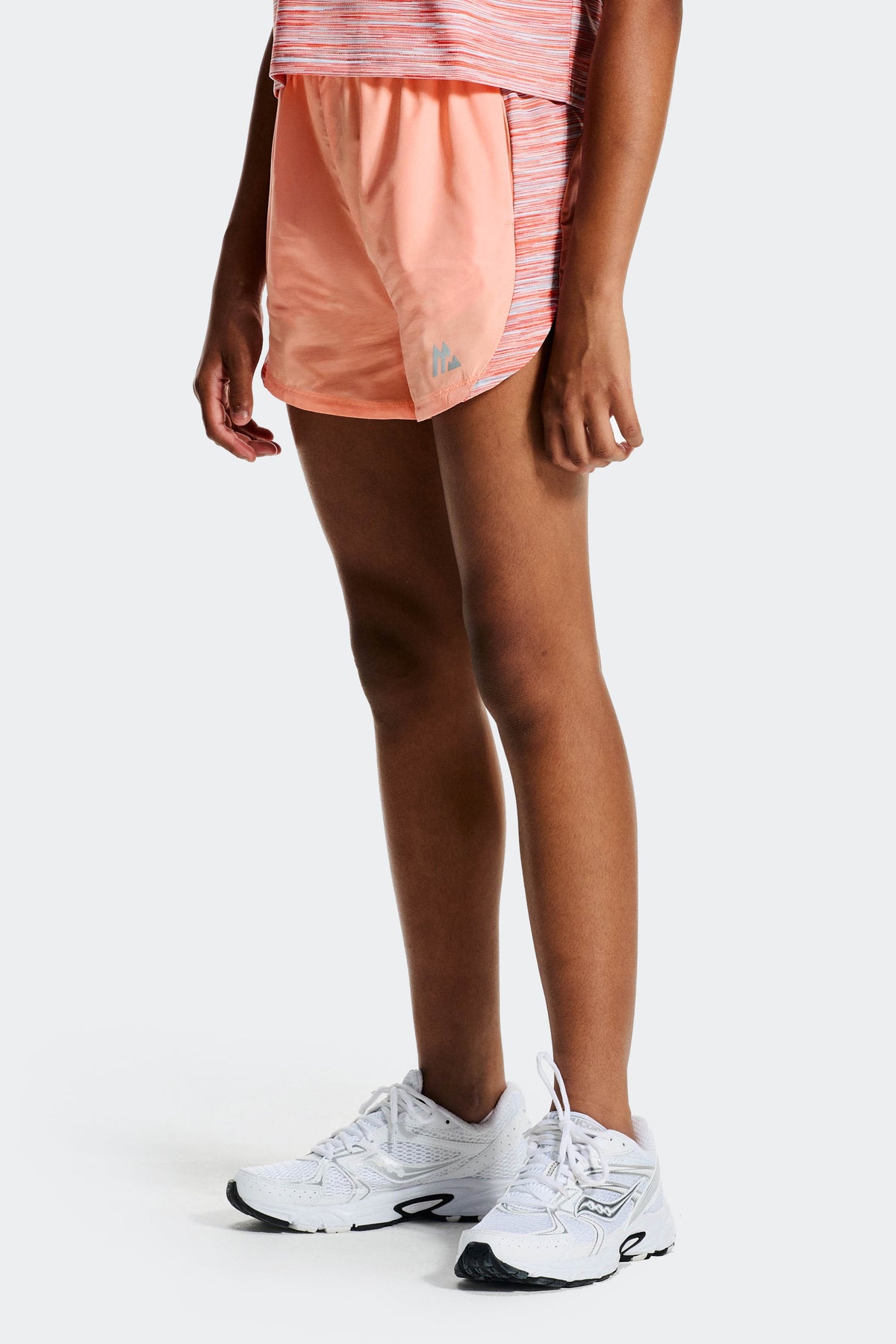 Montirex Girls' Trail Panel Short - Peach Punch Misty Blue Sunset White