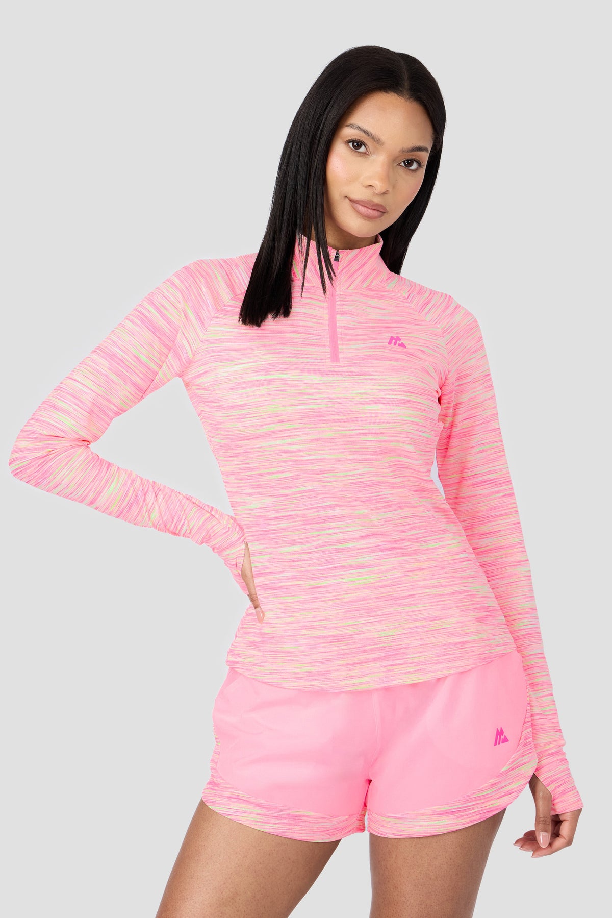 Montirex Women's Trail 1/4 Zip - Pink/Green/White