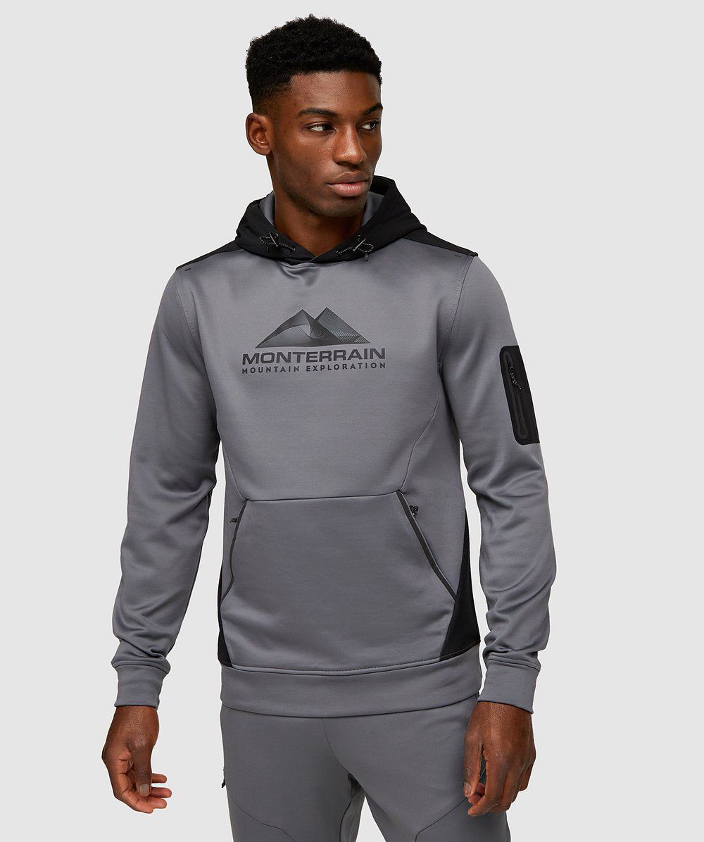 MONTERRAIN SPEED 2.0 POLY FLEECE OVERHEAD HOODIE - IRONGATE / JET BLACK