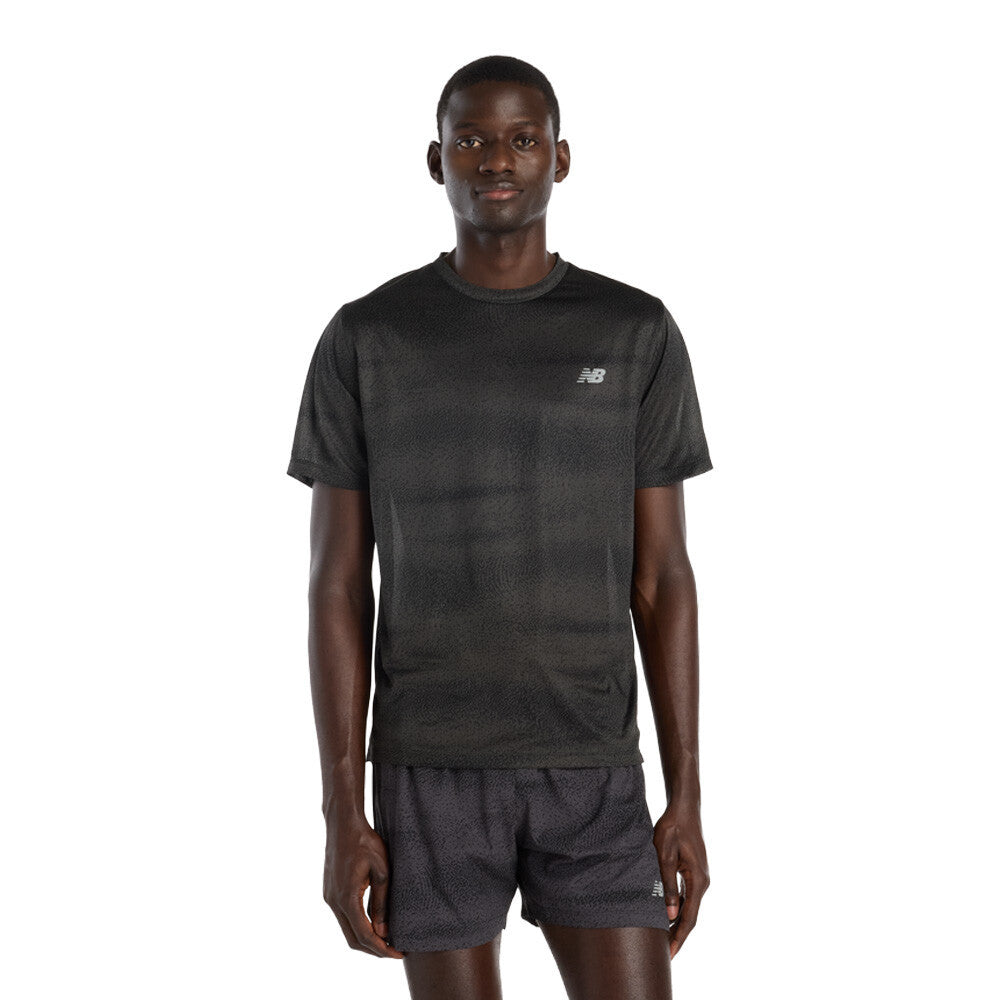 New Balance RC Essential Printed Men's Running T-Shirt - Black/Castlerock