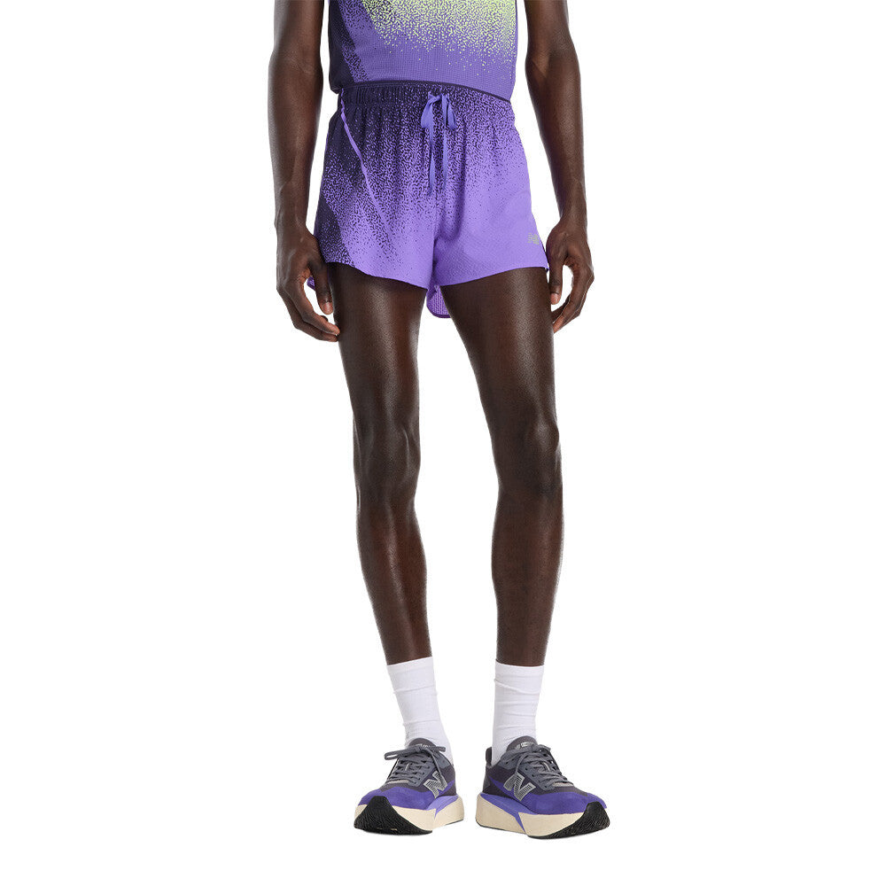 New Balance RC Ultra Light 3 Inch Printed Men's Running Shorts - Electric Purple/Slate Grey