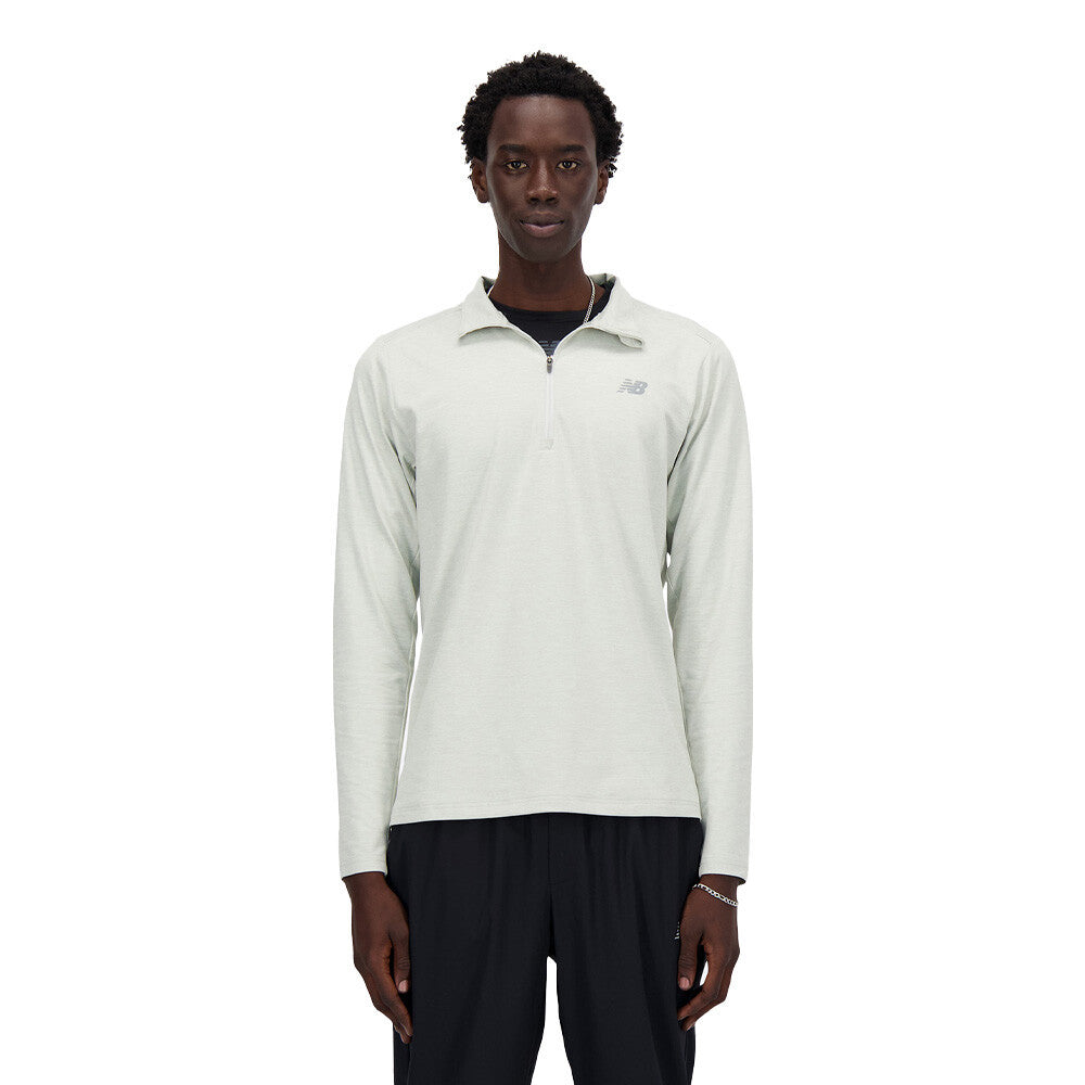 New Balance Space Dye 1/4 Zip Men's Running Top - Athletic Grey/Slate Grey