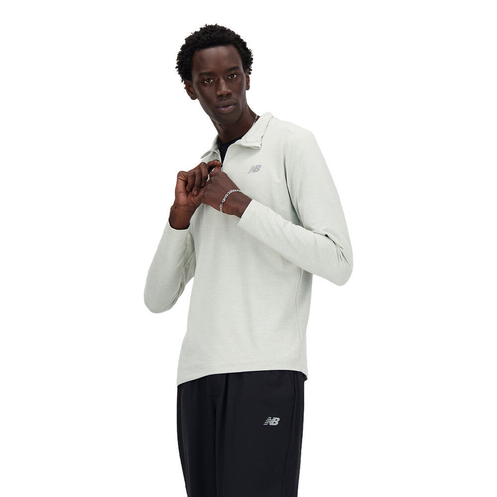 New Balance Space Dye 1/4 Zip Men's Running Top - Athletic Grey/Slate Grey