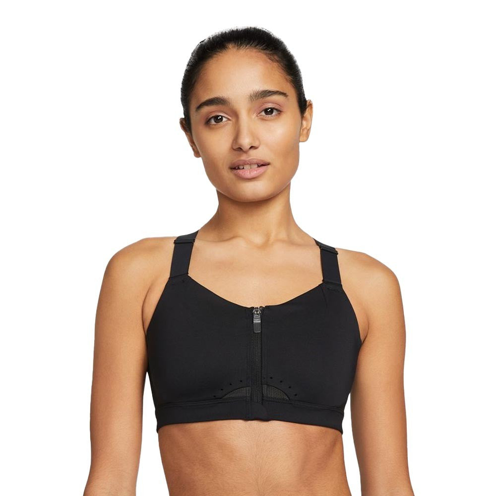 Nike Dri-FIT Alpha Zip-Front Women's Sports Bra - Black/Dark Smoke Grey