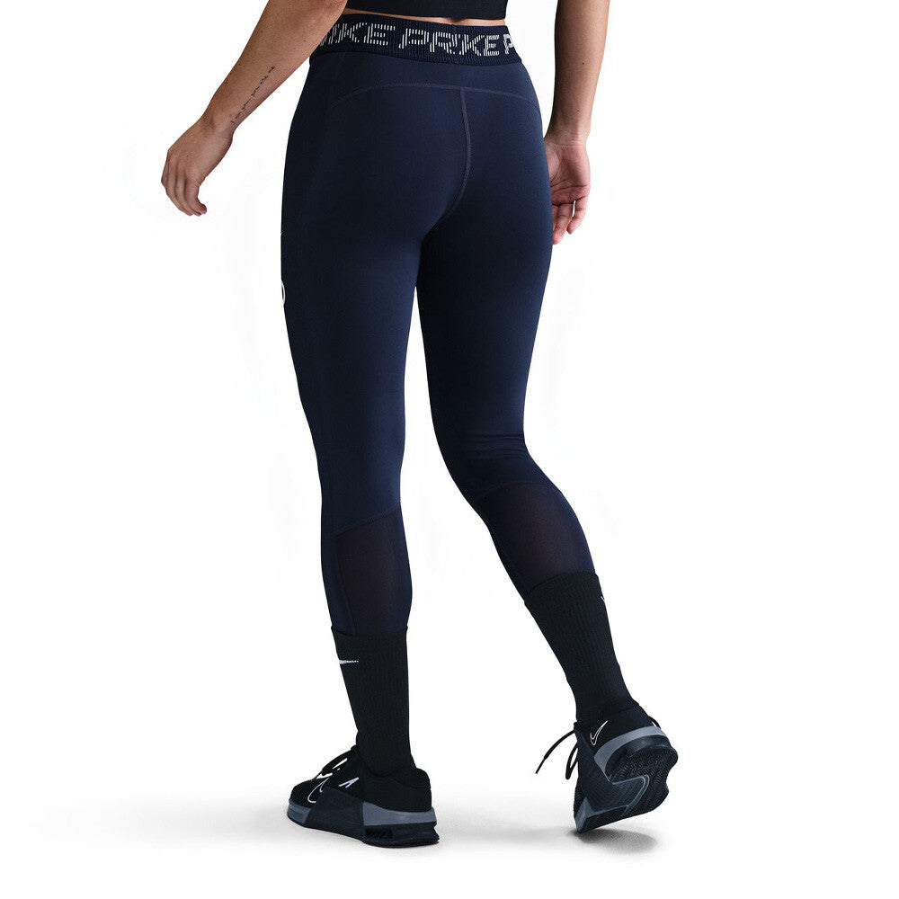 Nike Pro Mid-Rise 7/8 Graphic Women's Tights - Midnight Navy/Football Grey/White