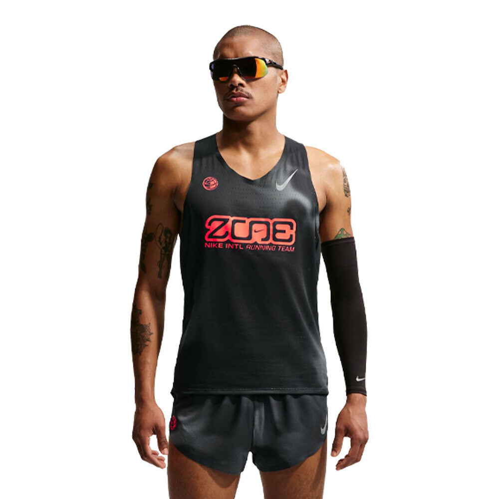 Nike Dri-FIT ADV Aeroswift Men's Running Vest - Black/Dark Smoke Grey/Bright Crimson