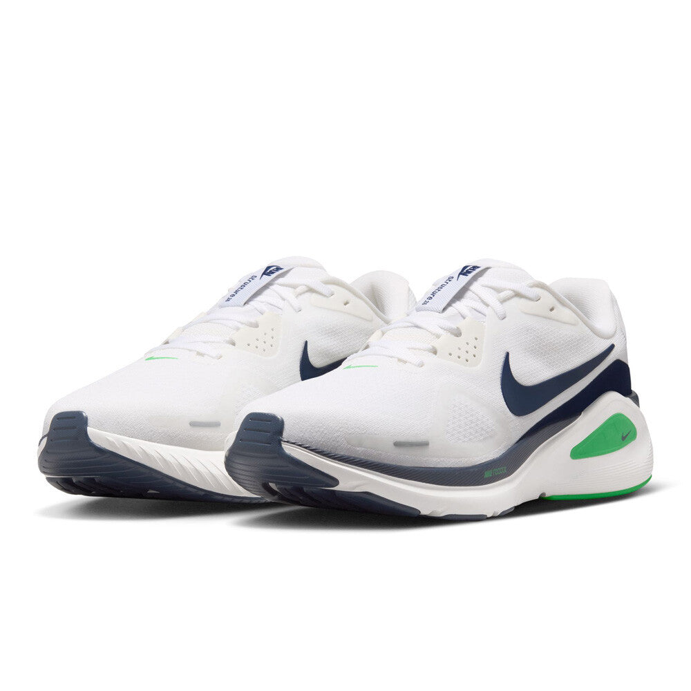 Nike Structure 26 Men's Running Shoes - White/Midnight Navy/Green Spark
