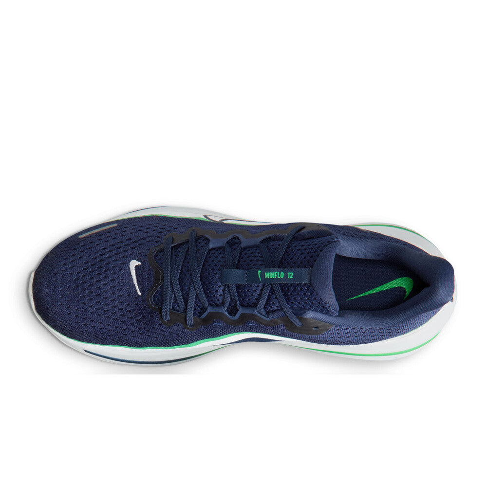 Nike Air Winflo 12 Men's Running Shoes - Midnight Navy/Green Spark/Summit White