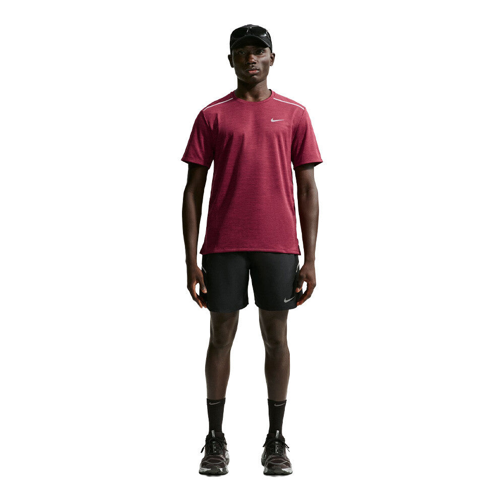 Nike Dri-FIT Miler Men's Running T-Shirt - Tough Red/Mystic Dates/Heather