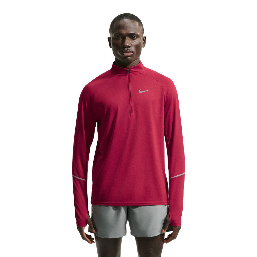 Nike Miler Dri-FIT 1/2 Zip Men's Running Top - Tough Red/Reflective Silver