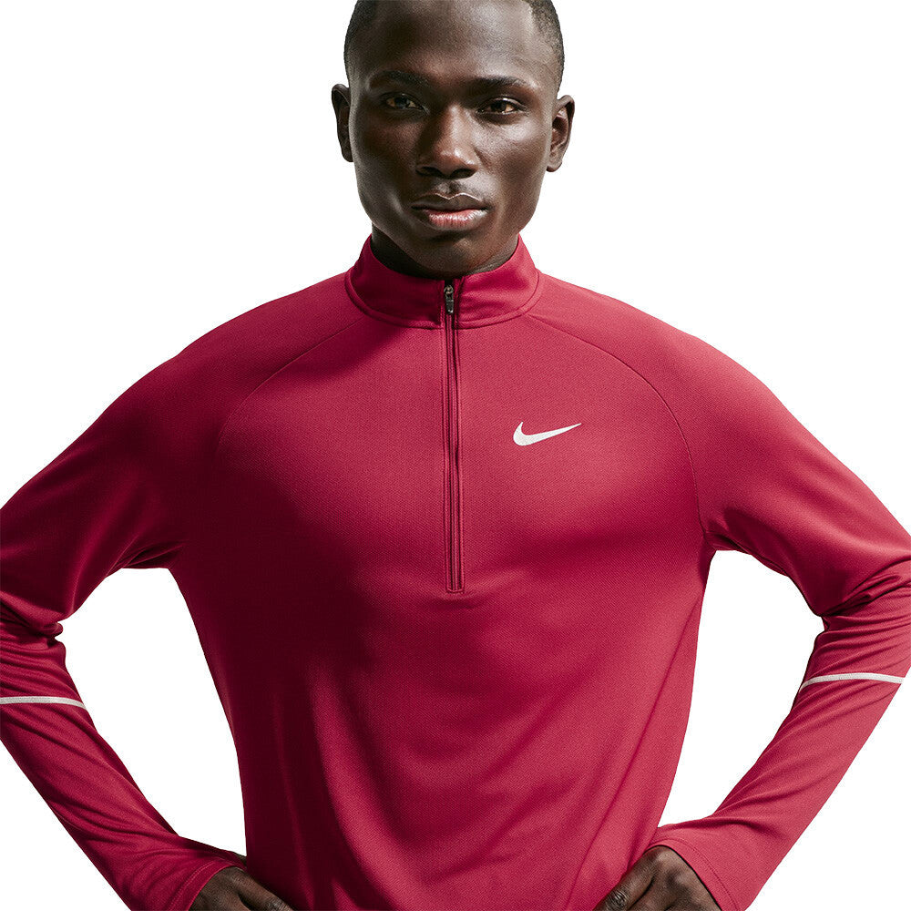 Nike Miler Dri-FIT 1/2 Zip Men's Running Top - Tough Red/Reflective Silver