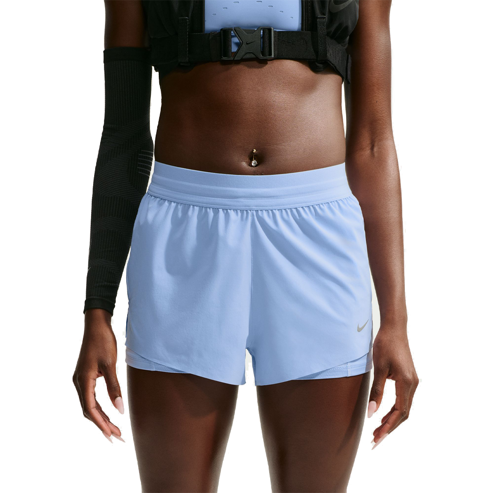 Nike Swift Dri-FIT Mid Rise 2-in-1 Women's Shorts - Aluminium/Royal Tint/Reflective Silver
