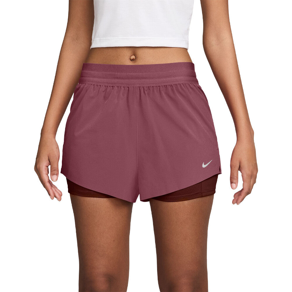 Nike Swift Dri-FIT Mid Rise 2-in-1 Women's Shorts - Pink Smoke