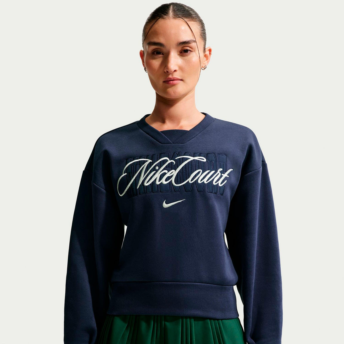 Nike Court Fleece Crew Women's Sweatshirt - Dark Blue/Cream