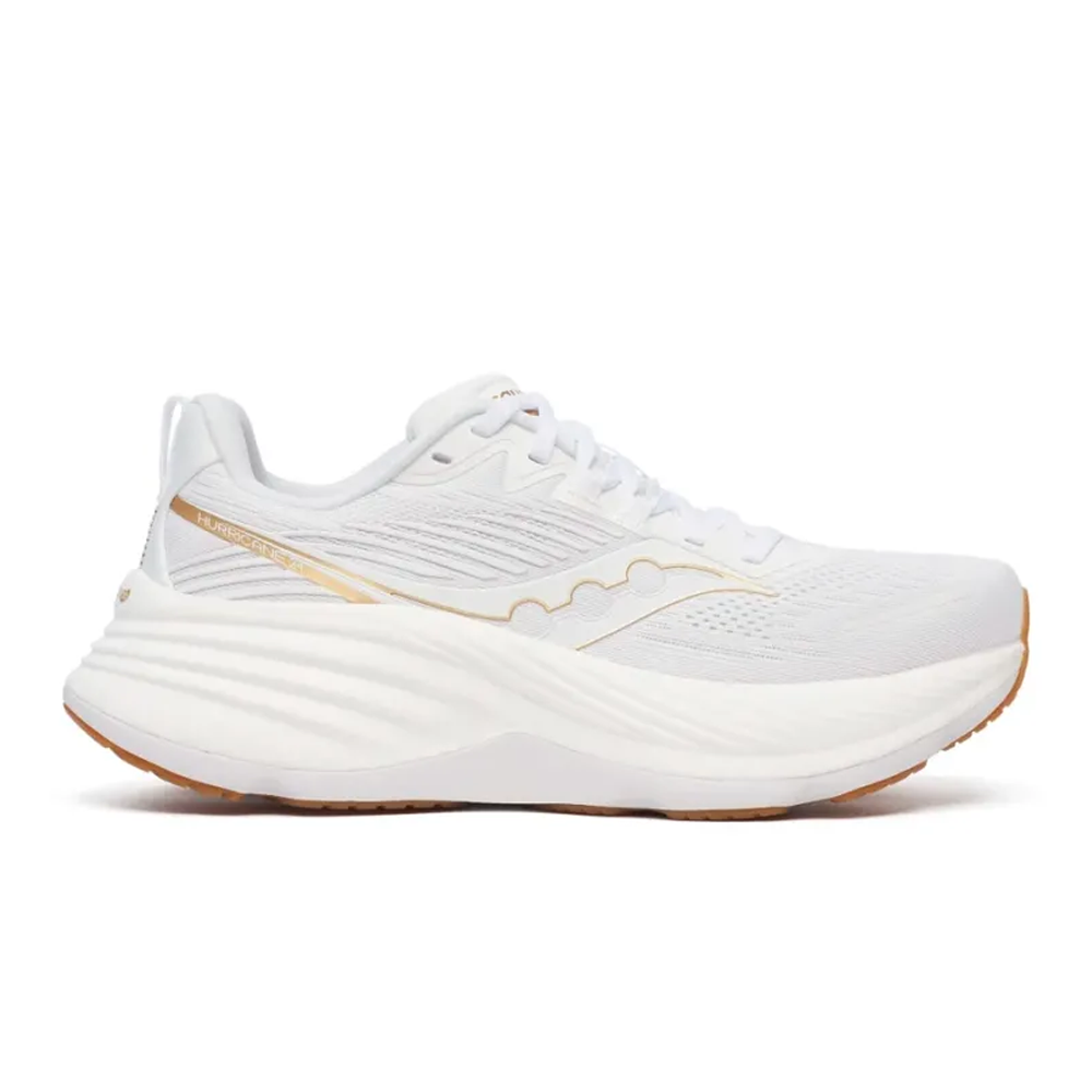 Saucony Hurricane 24 Women's Running Shoes - White/Gold