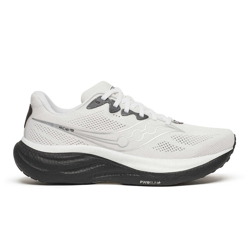 Saucony Ride 19 Men's Running Shoes - White/Black