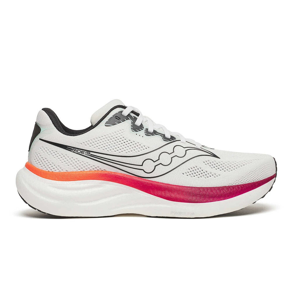 Saucony Ride 19 Men's Running Shoes - White/Crimson