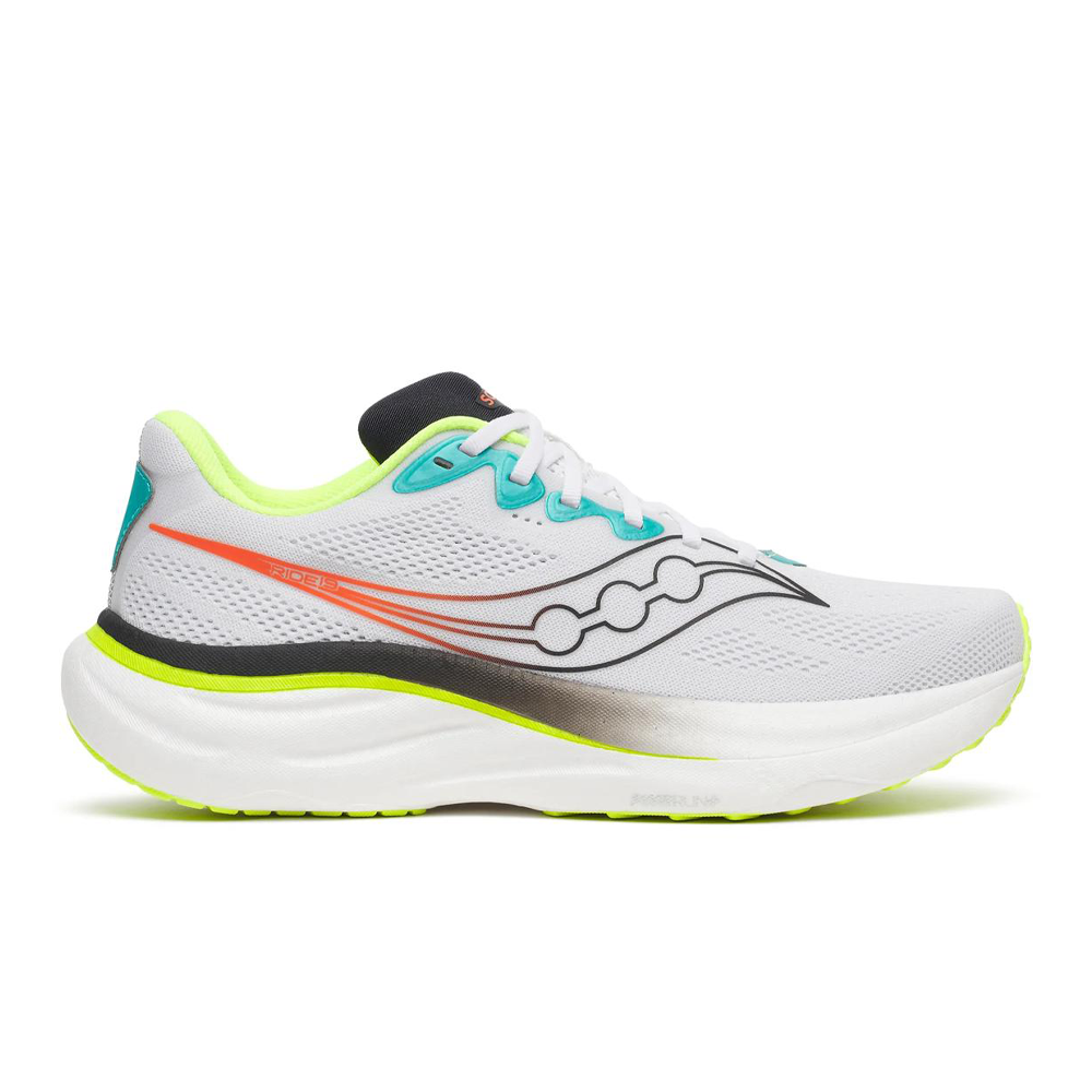 Saucony Ride 19 Men's Running Shoes - White/Citron