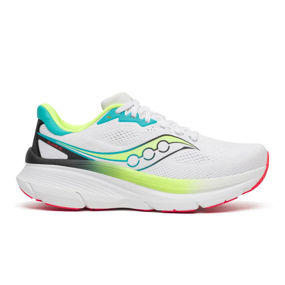 Saucony Guide 19 Men's Running Shoes - White/Citron