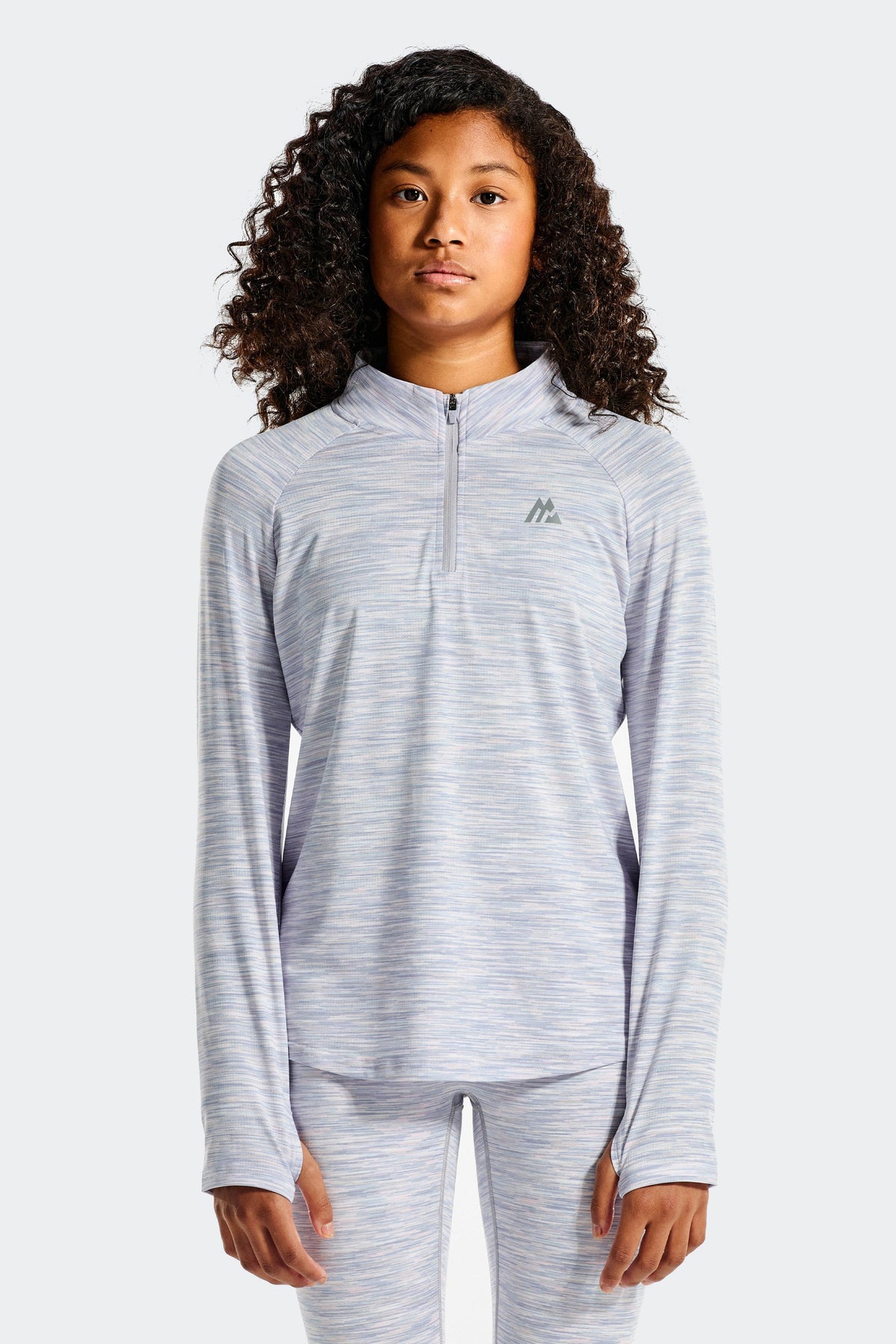Montirex Girls' Trail 1/4 Zip - Grey/Blue/Pink/White