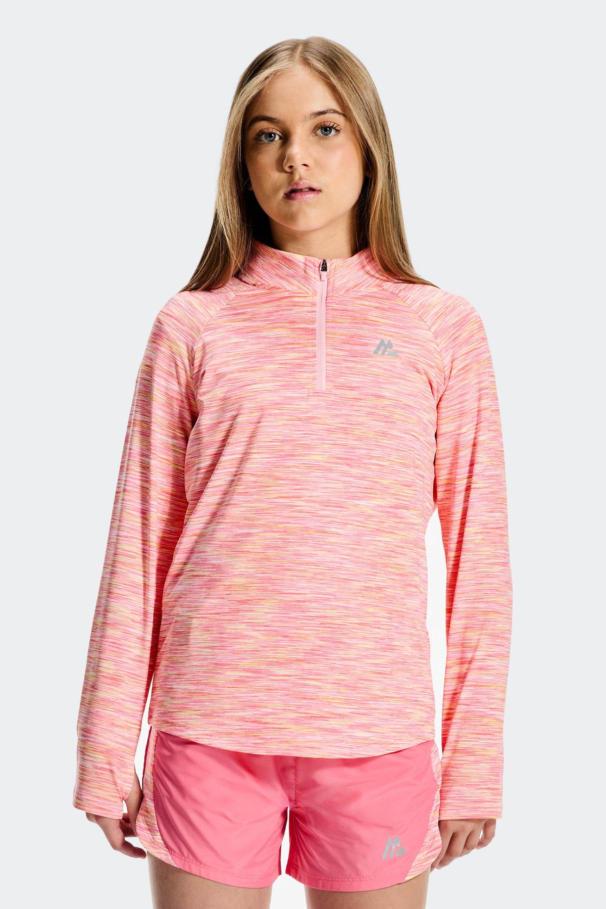 Montirex Girls' Trail 1/4 Zip - Pink/White/Yellow